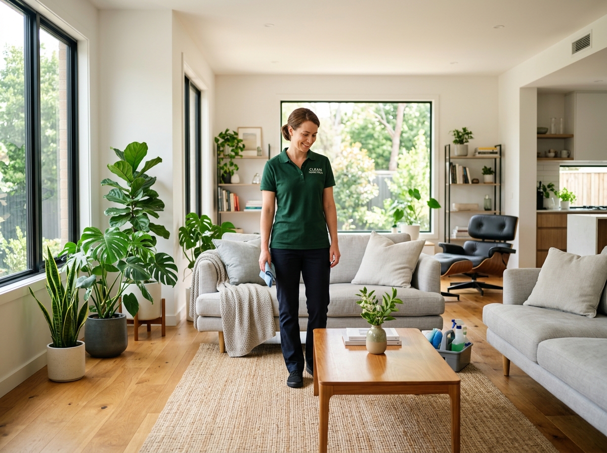 GreenLeaf professional cleaner in a bright, modern, spotless home
