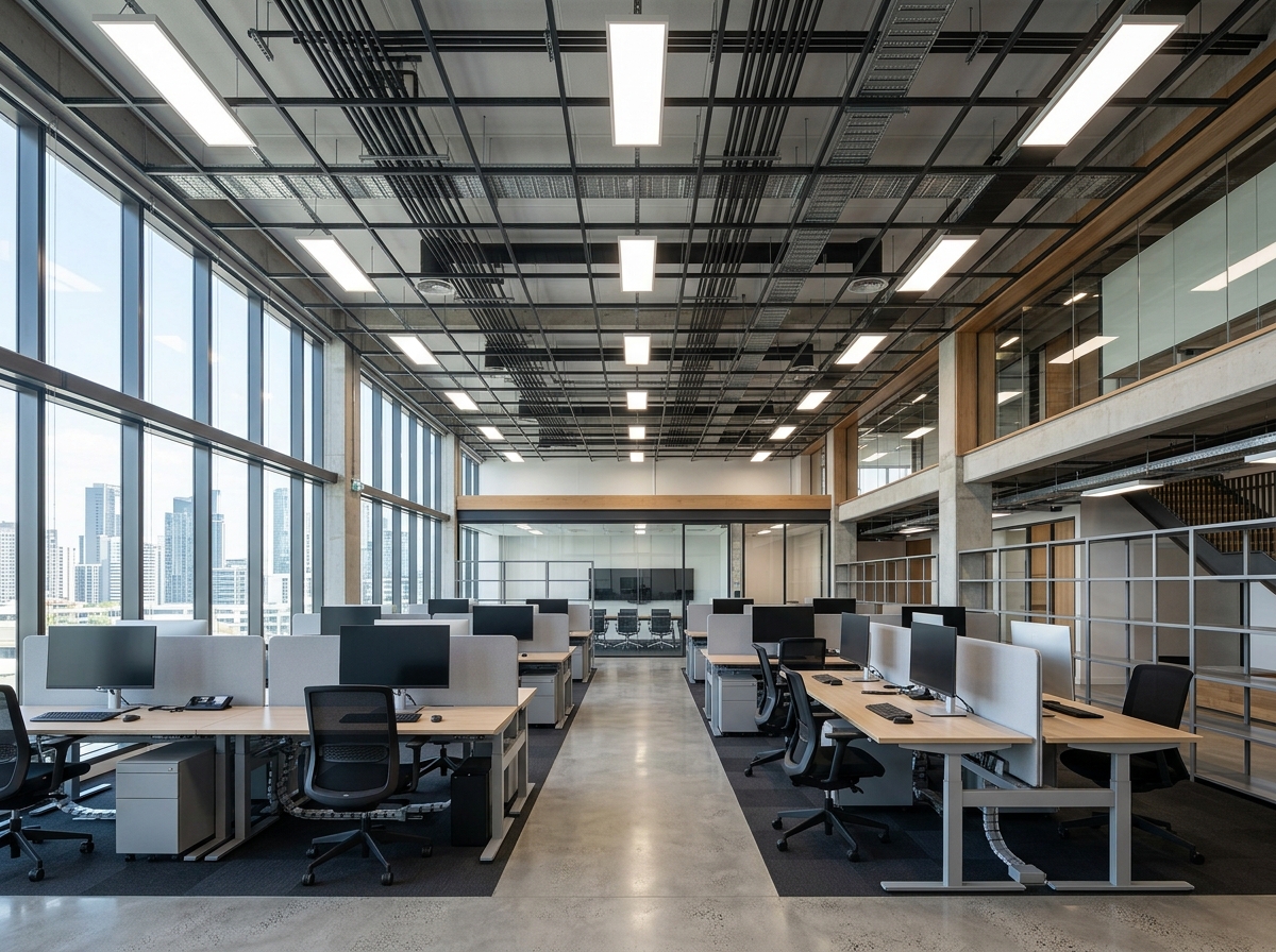 Modern office space with professional lighting