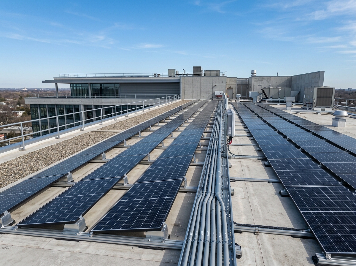 Rooftop solar panel installation